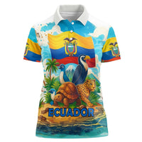 Ecuador Women Polo Shirt with Wildlife and Flag Landscape Design - Wonder Print Shop