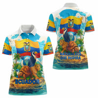 Ecuador Women Polo Shirt with Wildlife and Flag Landscape Design - Wonder Print Shop