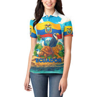 Ecuador Women Polo Shirt with Wildlife and Flag Landscape Design - Wonder Print Shop