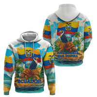 Ecuador Zip Hoodie with Wildlife and Flag Landscape Design - Wonder Print Shop