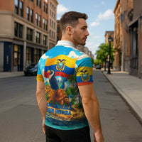 Ecuador Zipper Polo Shirt with Wildlife and Flag Landscape Design - Wonder Print Shop