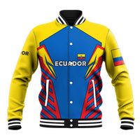 Ecuador Baseball Jacket with Coat of Arms and Bold Stripe Design - Wonder Print Shop