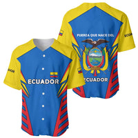 Ecuador Baseball Jersey with Coat of Arms and Bold Stripe Design - Wonder Print Shop