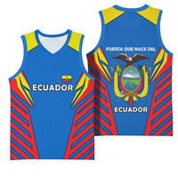 Ecuador Basketball Jersey with Coat of Arms and Bold Stripe Design - Wonder Print Shop