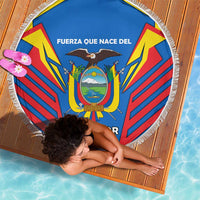 Ecuador Beach Blanket with Coat of Arms and Bold Stripe Design - Wonder Print Shop