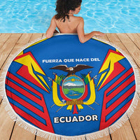 Ecuador Beach Blanket with Coat of Arms and Bold Stripe Design - Wonder Print Shop