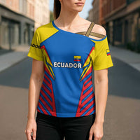 Ecuador Cross Shoulder Shirt with Coat of Arms and Bold Stripe Design - Wonder Print Shop