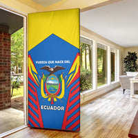 Ecuador Door Cover with Coat of Arms and Bold Stripe Design - Wonder Print Shop
