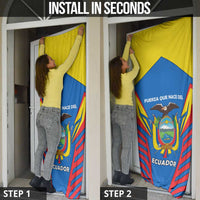 Ecuador Door Cover with Coat of Arms and Bold Stripe Design - Wonder Print Shop