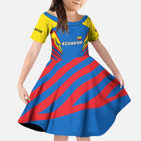 Ecuador Family Matching Short Sleeve Bodycon Dress and Hawaiian Shirt with Coat of Arms and Bold Stripe Design - Wonder Print Shop