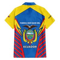 Ecuador Family Matching Short Sleeve Bodycon Dress and Hawaiian Shirt with Coat of Arms and Bold Stripe Design - Wonder Print Shop