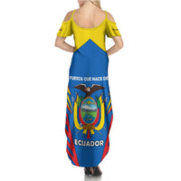 Ecuador Family Matching Summer Maxi Dress and Hawaiian Shirt with Coat of Arms and Bold Stripe Design - Wonder Print Shop