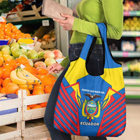 Ecuador Grocery Bag with Coat of Arms and Bold Stripe Design - Wonder Print Shop