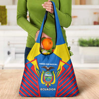 Ecuador Grocery Bag with Coat of Arms and Bold Stripe Design - Wonder Print Shop
