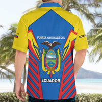 Ecuador Hawaiian Shirt with Coat of Arms and Bold Stripe Design - Wonder Print Shop