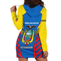 Ecuador Hoodie Dress with Coat of Arms and Bold Stripe Design - Wonder Print Shop