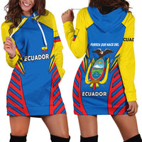 Ecuador Hoodie Dress with Coat of Arms and Bold Stripe Design - Wonder Print Shop