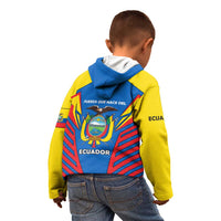 Ecuador Kid Hoodie with Coat of Arms and Bold Stripe Design - Wonder Print Shop