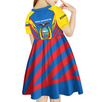 Ecuador Kid Short Sleeve Dress with Coat of Arms and Bold Stripe Design - Wonder Print Shop