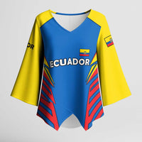 Ecuador Kimono Sleeve Blouse with Coat of Arms and Bold Stripe Design - Wonder Print Shop