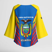 Ecuador Kimono Sleeve Blouse with Coat of Arms and Bold Stripe Design - Wonder Print Shop