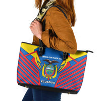 Ecuador Leather Tote Bag with Coat of Arms and Bold Stripe Design - Wonder Print Shop