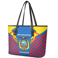 Ecuador Leather Tote Bag with Coat of Arms and Bold Stripe Design - Wonder Print Shop