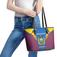 Ecuador Leather Tote Bag with Coat of Arms and Bold Stripe Design - Wonder Print Shop