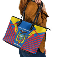 Ecuador Leather Tote Bag with Coat of Arms and Bold Stripe Design - Wonder Print Shop
