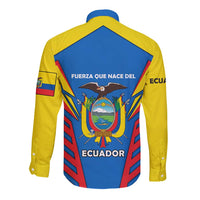 Ecuador Long Sleeve Button Shirt with Coat of Arms and Bold Stripe Design - Wonder Print Shop