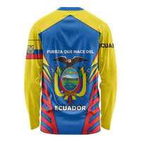 Ecuador Long Sleeve Shirt with Coat of Arms and Bold Stripe Design - Wonder Print Shop