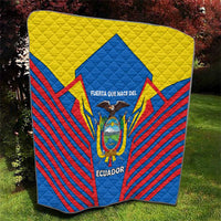 Ecuador Quilt with Coat of Arms and Bold Stripe Design - Wonder Print Shop