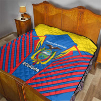 Ecuador Quilt with Coat of Arms and Bold Stripe Design - Wonder Print Shop