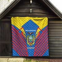 Ecuador Quilt with Coat of Arms and Bold Stripe Design - Wonder Print Shop