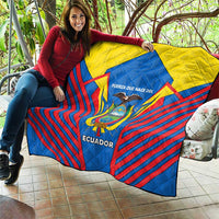 Ecuador Quilt with Coat of Arms and Bold Stripe Design - Wonder Print Shop