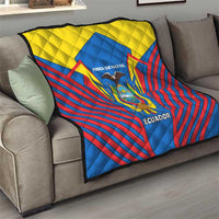 Ecuador Quilt with Coat of Arms and Bold Stripe Design - Wonder Print Shop