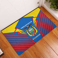 Ecuador Rubber Doormat with Coat of Arms and Bold Stripe Design - Wonder Print Shop