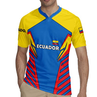 Ecuador Rugby Jersey with Coat of Arms and Bold Stripe Design - Wonder Print Shop
