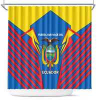 Ecuador Shower Curtain with Coat of Arms and Bold Stripe Design - Wonder Print Shop