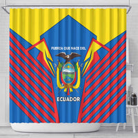 Ecuador Shower Curtain with Coat of Arms and Bold Stripe Design - Wonder Print Shop