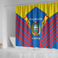 Ecuador Shower Curtain with Coat of Arms and Bold Stripe Design - Wonder Print Shop