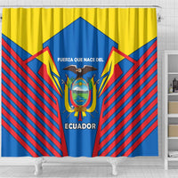 Ecuador Shower Curtain with Coat of Arms and Bold Stripe Design - Wonder Print Shop