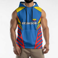 Ecuador Sleeveless Hoodie with Coat of Arms and Bold Stripe Design - Wonder Print Shop