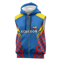 Ecuador Sleeveless Zip Hoodie with Coat of Arms and Bold Stripe Design - Wonder Print Shop