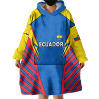 Ecuador Wearable Blanket Hoodie with Coat of Arms and Bold Stripe Design - Wonder Print Shop