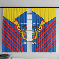 Ecuador Window Curtain with Coat of Arms and Bold Stripe Design - Wonder Print Shop