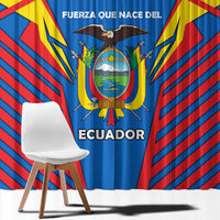 Ecuador Window Curtain with Coat of Arms and Bold Stripe Design - Wonder Print Shop