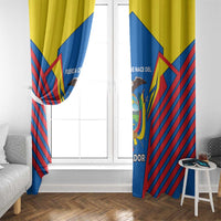 Ecuador Window Curtain with Coat of Arms and Bold Stripe Design - Wonder Print Shop