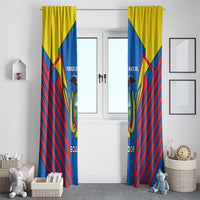Ecuador Window Curtain with Coat of Arms and Bold Stripe Design - Wonder Print Shop