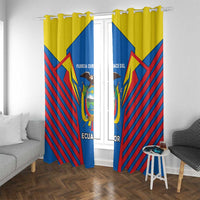Ecuador Window Curtain with Coat of Arms and Bold Stripe Design - Wonder Print Shop